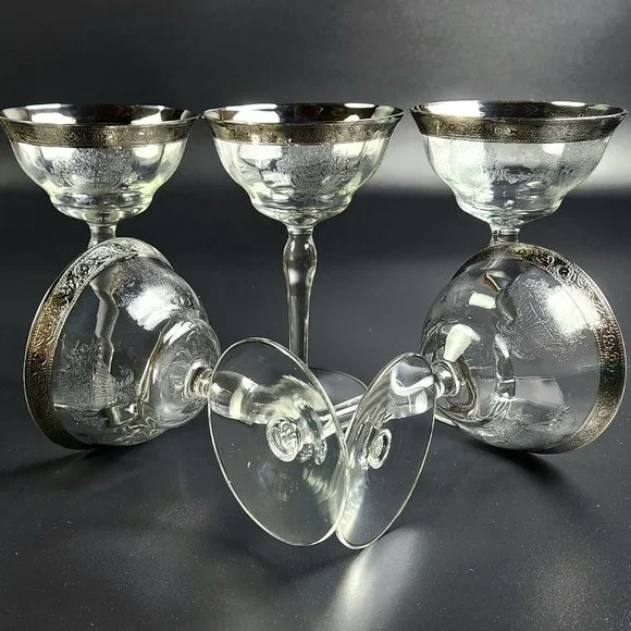 Vintage Champagne/Tall Sherbet Athens Diana Clear -TIFFIN FRANCISCAN -5